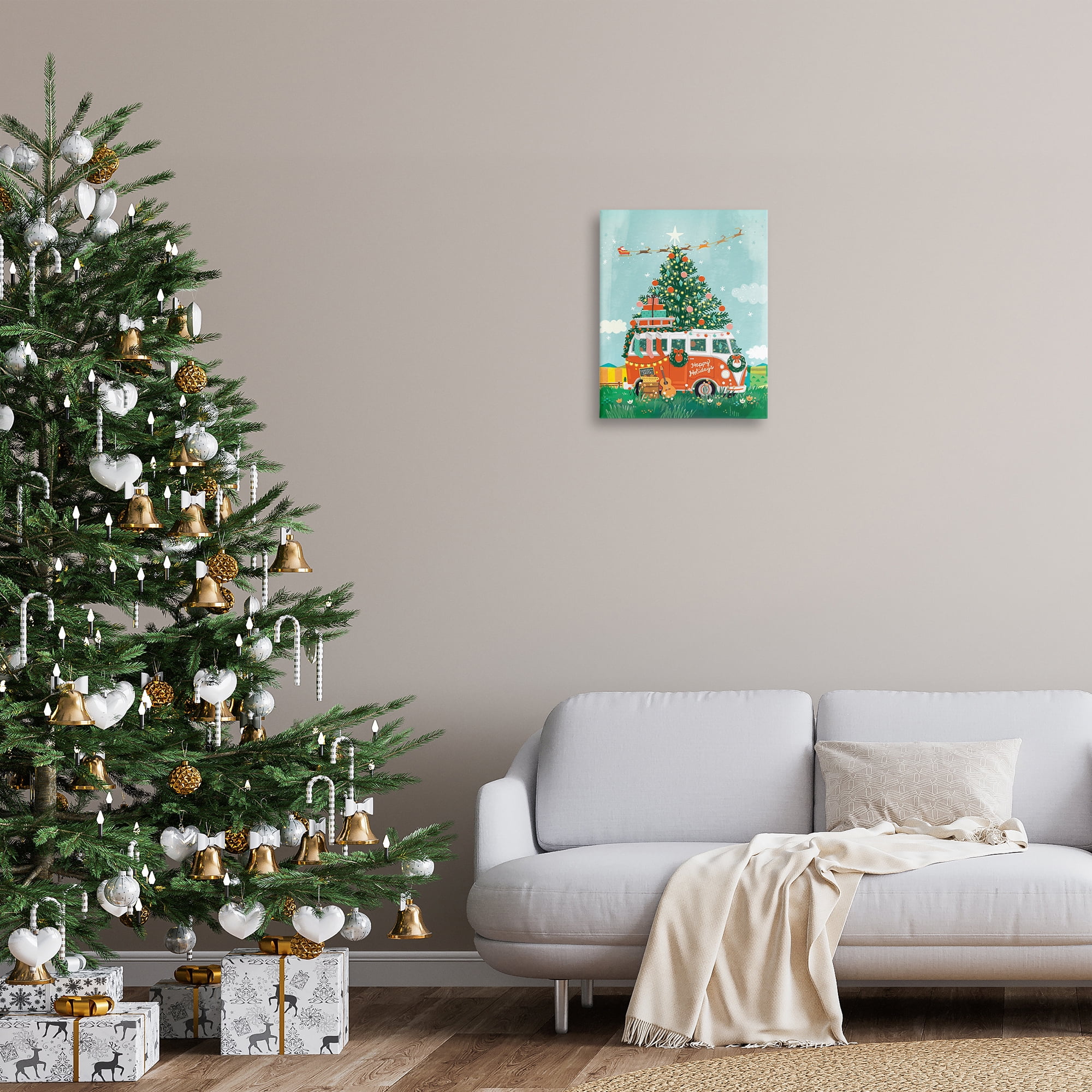 Stupell Industries Christmas Van Hangout Holiday Painting Gallery Wrapped Canvas Art Prints Wall Art, 16 x 20
