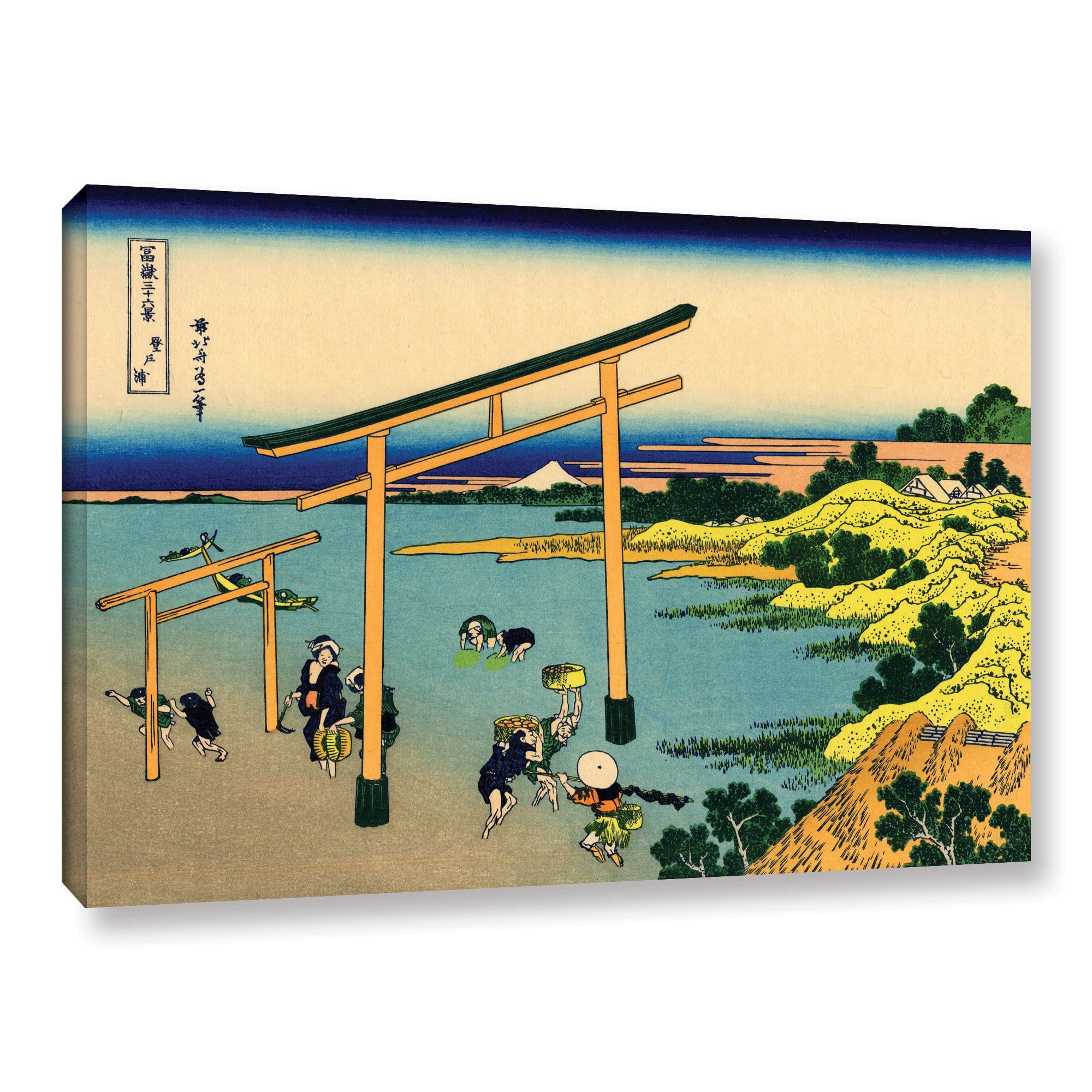 ArtWall Katsushika Hokusai "The Waterfall of Amida Behind the Kiso Road" Gallery-Wrapped Canvas