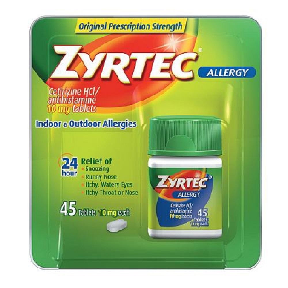 Zyrtec Allergy Relief 10 Mg Strength Tablet 1 Bottle 45 Bottle Zyrtec Allergy Relief 10 Mg Strength Tablet 1 Bottle 45 Bottle