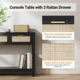 thumbnail image 4 of ELYKEN 51.2" Black Console Tables for Entryway, Rattan Entryway Table with 3 Drawer & Shelf, Narrow Long Sofa Table for Behind Couch Hallway, Entrance Entry Living Room, 4 of 17