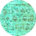thumbnail image 1 of Ahgly Company Indoor Round Oriental Turquoise Blue Traditional Area Rugs, 8' Round, 1 of 4