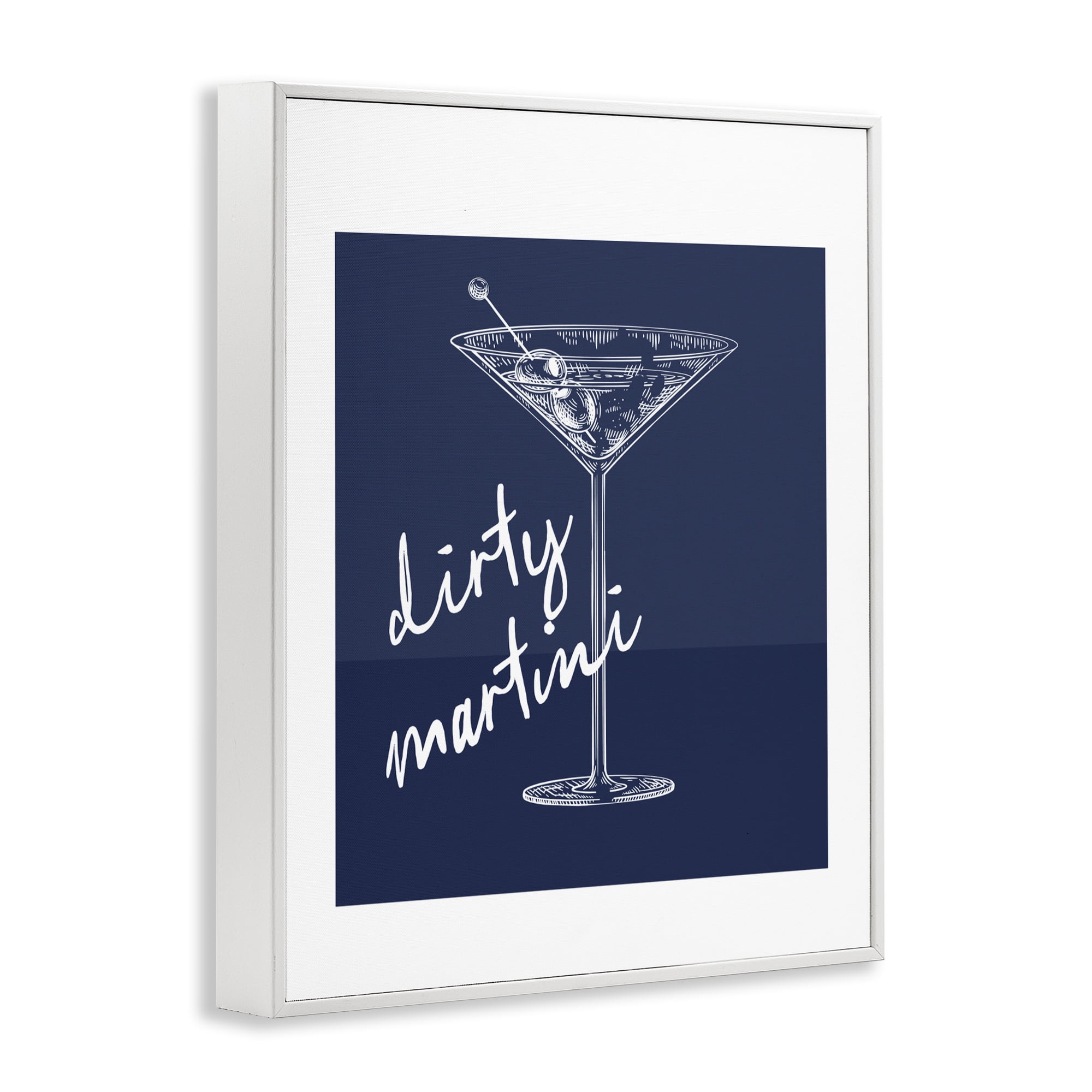 Stupell Industries Dirty Martini on Blue White Framed Giclee Art, design by Lettered and Lined