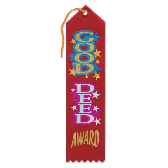 Beistle Good Deed Award Ribbons - 8" - Red - Set of 6