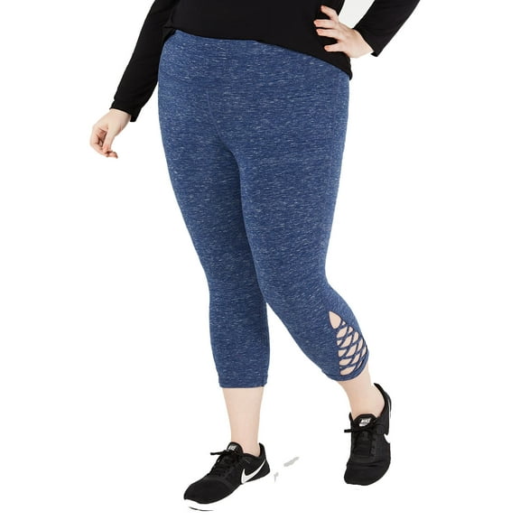 Ideology Plus Size Cutout Cropped Leggings (Navy Srnty Sd, 1X)