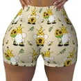 thumbnail image 2 of Haiem Gnomes Bees And Sunflowers No Front Seam Biker Shorts for Women Yoga Workout Gym Bike Shorts with Tummy Control Moisture-Wicking-XX-Large, 2 of 9