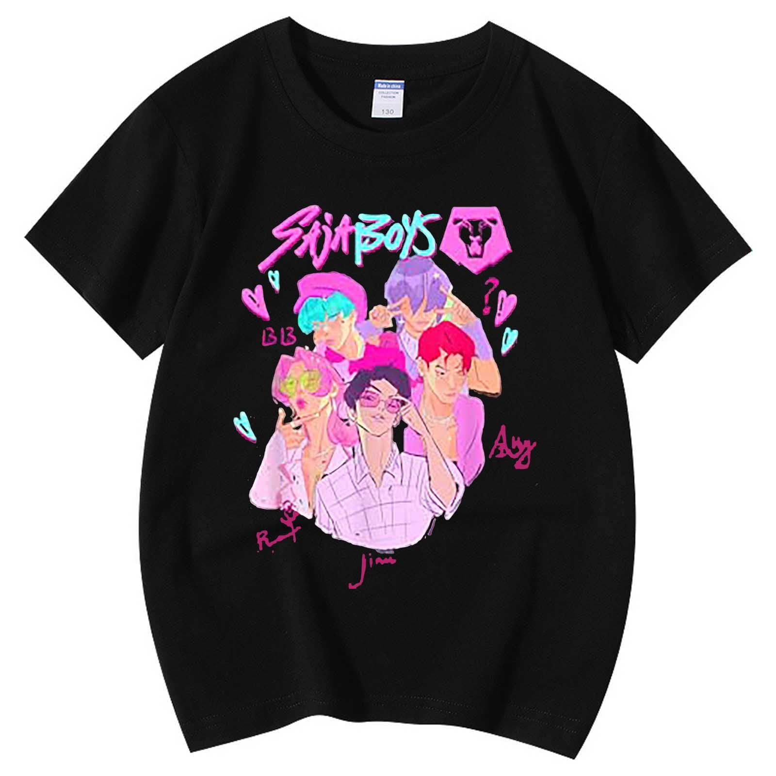T-shirt Kpop Merch Unisexe Enfant - Manches Courtes, Col Rond - Coupe Droite - Taille 110 à 160 - Rose