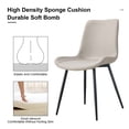 thumbnail image 2 of Noble House Modern Faux Leather Dining Chairs, Curved Widened Seat, Black Metal Legs, Warm Gray, Set of 4, 2 of 7