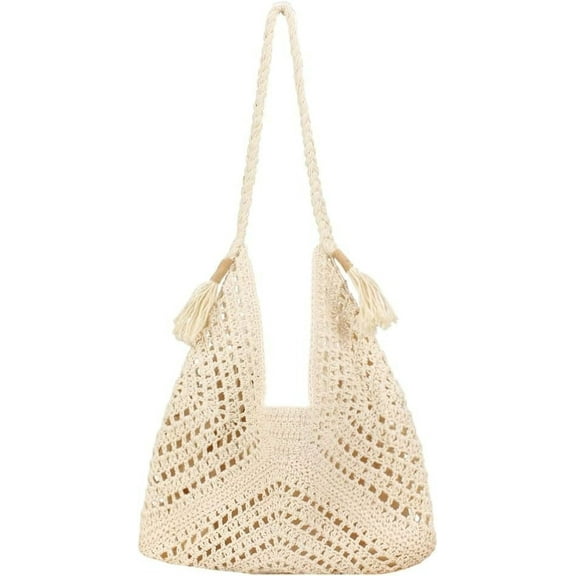 Boho Straw Bags for Women Large Woven Tote Bag Straw Beach Bag Shoulder Bags Purse Handbags Summer Straw Hobo Bag
