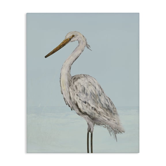 Stupell Industries Tropical Coastal Heron Muted Blue Canvas Art, 16 x 20, by Julie DeRice