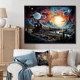 thumbnail image 1 of Designart Train framed wall Art, Cosmic Rails An modern Train I , train Large framed wall art decor, Multi-Color Modern black framed wall art, 44x34 inches black frame, 1 of 5