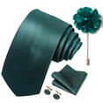 thumbnail image 3 of Stylish Polyester Tie Pocket Square Cufflinks Lapel Pin Men's Formal Wear Collection, 3 of 8