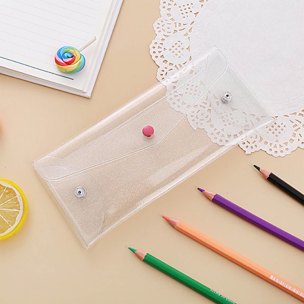 Estuche grande transparente con cremallera para exámenes escolares. Organizador de plástico resistente para bolígrafos, marcadores y resaltadores. Aestivo | Blanco | AESTIVO