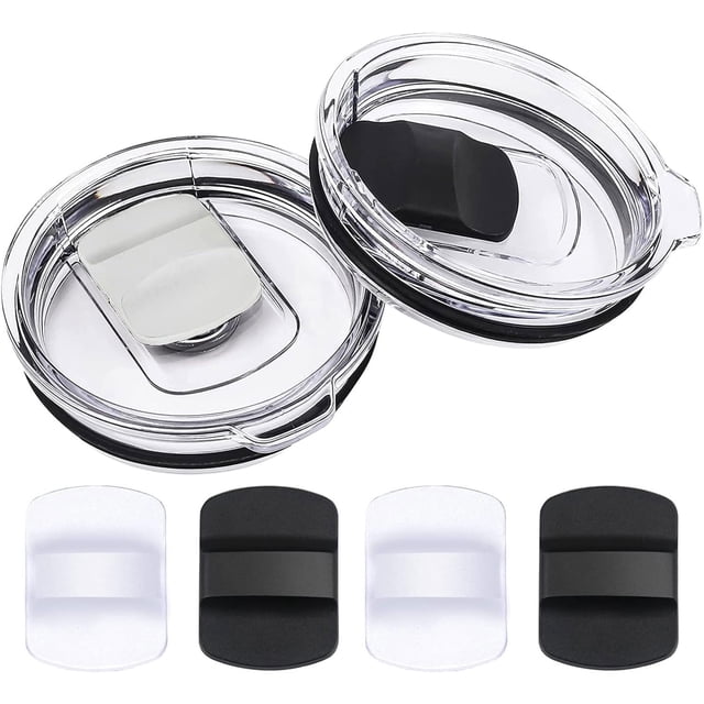 Yeti Rambler Lid With Magnetic Slider Replacement - 2Pcs Covers and 4Pcs Magslider Lids for Coffee Mug, Tumbler, Travel Mug - Compatible With Ozark, Old Rtic Rambler - BPA Free (20oz)