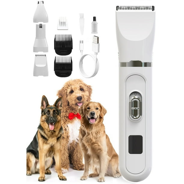 Fiudx Afeitadora para Mascotas, Set de Aseo 4 En 1, Recargable Por Usb, Silencioso, Cabezal de Cuchillas Lavable, Peines para Diferentes Tipos de Pelo, Herramienta de Corte para Mascotas, Fácil de Us