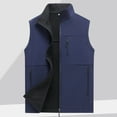 thumbnail image 2 of BiZtdJrK Mens Fleece Lined Outdoor Vest Big and Tall Zip Up Sleeveless Fall Winter Jackets Stand Collar Photograph Travel Vests with Zipper Pockets Blue XXXXL, 2 of 5