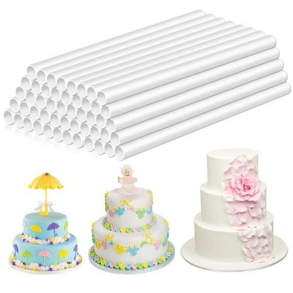 IDEANATEGRATE White PP Cake Dowel Rods Plant Use Sturdy Support Safe Material Versatile Design 24pcs
