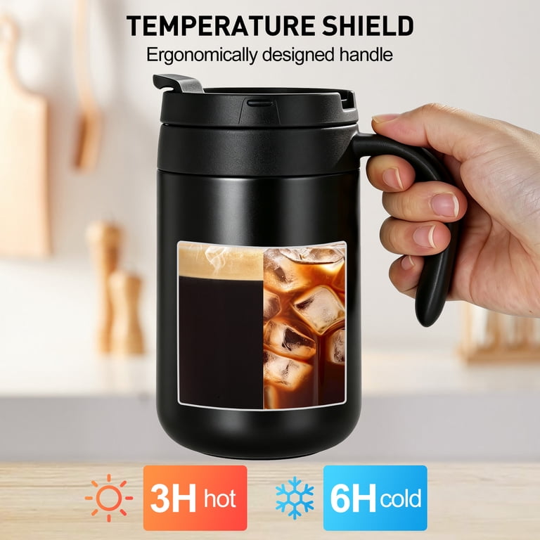 Double-Wall Insulated Travel Mug with Handle, 16.9oz photo 2