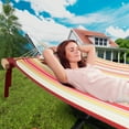 thumbnail image 4 of VEIKOUS Two Person Hammock 12FT with Attachable Stand and Pillow for Outdoor & Indoor, Striped Red, 4 of 9