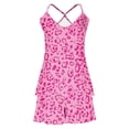 thumbnail image 3 of ClodeEU Women's Printed Ruffle Trim Pajama Set,Spaghetti Strap Loungewear Sleepwear Pink,Womens Plus M, 3 of 6
