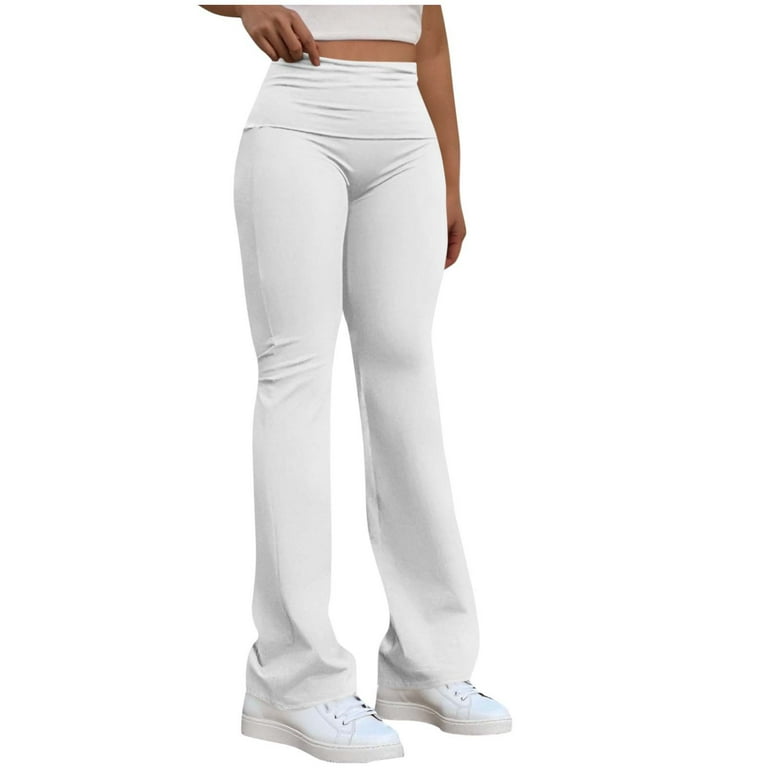 QATAINLAV Womens Flare Leggings Fold Over High Waist Yoga