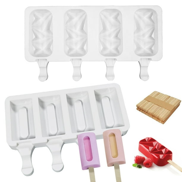 Helado De 4 Cavidades Moldes De Paletas De Silicona Molde De Helado Casero Para Gelatina De Pastel De Paletas Diy 2 Uds Moldes Yuarrent HA034869-00