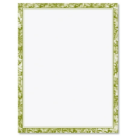 Green Alluring Border Sprint Easter Letter Paper, Set of 25 8.5" x 11", Wedding & Bridal Shower Flyer Invitations