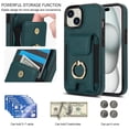thumbnail image 4 of SaniMore for iPhone 15 Plus Case with Metal Rotating Ring Kickstand RFID Blocking Card Slots PU Leather Anti-scractch Wear-resitant Shockproof Wallet Cover for iPhone 15 Plus(6.7" 2023), Green, 4 of 9