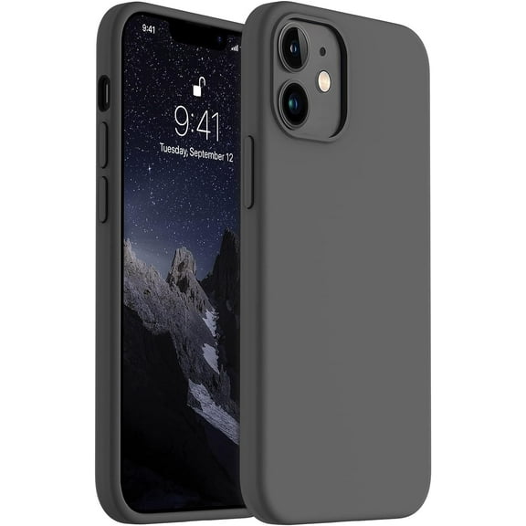 Shockproof Designed for iPhone 12 Mini Case, Liquid Silicone Phone Case with [Soft Anti-Scratch Microfiber Lining] Full Body Drop Protection 5.4 inch Slim Thin Cover, Space Gray
