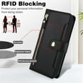 thumbnail image 5 of For Samsung Galaxy S22+ 5G RFID Blocking Protective Purse Wallet Case For Women Men Multi-Card Slots Zipper Pocket Detachable Shoulder Strap And Wrist Strap,Shockproof Phone Case,Black, 5 of 8