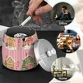 thumbnail image 4 of Yayeee Ashtray with Lid for Cigarette Smokeless Stainless Steel Home Ash Holder, Pink Christmas House, 4 of 7