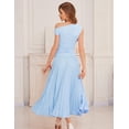 thumbnail image 3 of Vestido Bbonlinedress azul de verano maxi plisado con un solo hombro, 3 of 6