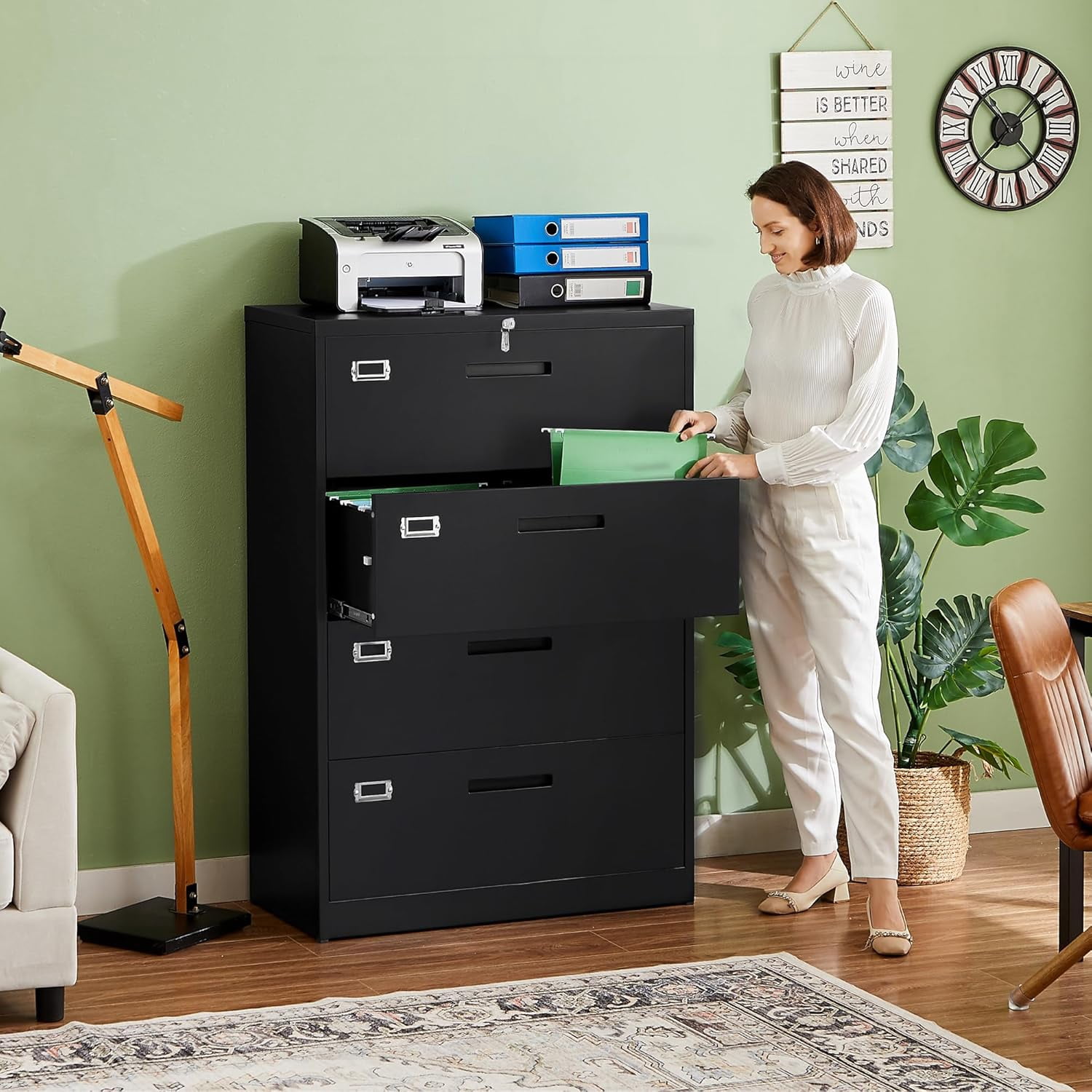 Letaya Metal Lateral Filing Cabinets for Home Office Organization, File Cabinets with Lock for Hanging Storage Letter/Legal/F4/A4, Assembly Required