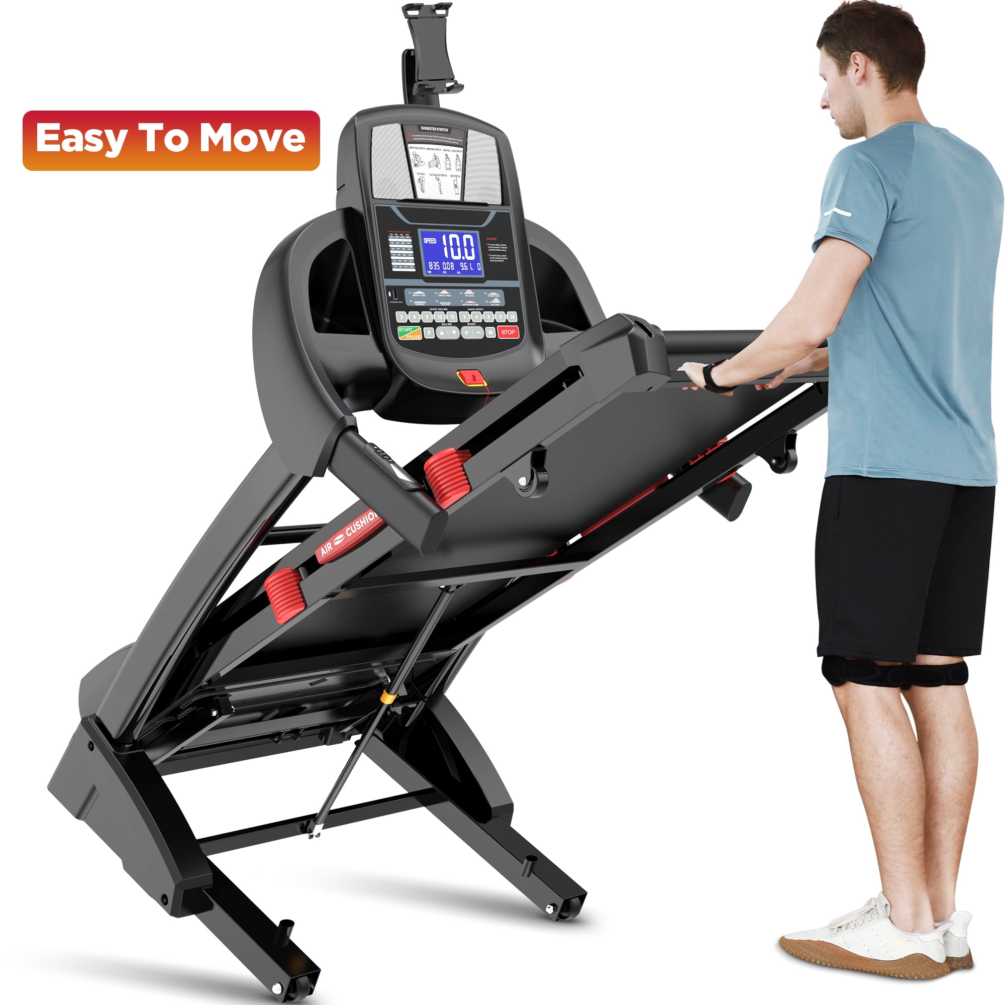 Folding Treadmill with Auto Incline – 320 lbs Capacity, 5HP Brushless Motor, 15-Level Incline, Smart APPs Control, 10mph Speed, Dual HiFi Speakers, Compact Home Treadmill for Running