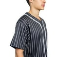 thumbnail image 4 of Men's Hipster Hip Hop Button Down Pin Striped Baseball Jersey Short Sleeve Shirt BJ44 - Black - 3X-Large, 4 of 5