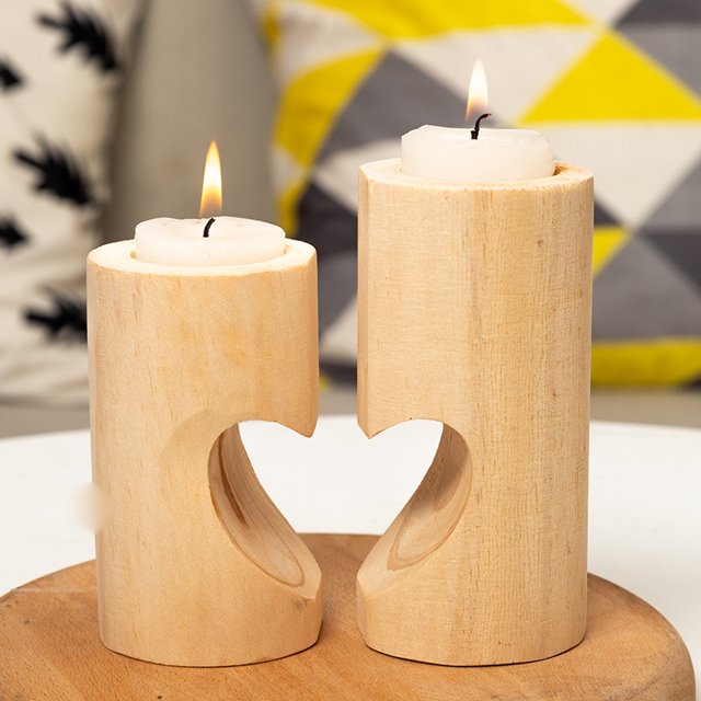 Portavelas de té para decoración de centro de oficina, juego de portavelas de té de madera decorativa, portavelas de corazón de unidad para decoración del hogar TUNC Sencillez