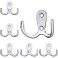 thumbnail image 1 of Ganchos para abrigos de plata FloreceBien Gorffy, paquete de 6 ganchos vintage para abrigos con tornillos, ganchos dobles de metal, ganchos de pared, ganchos para abrigos de pared para baño, cocina, 1 of 6