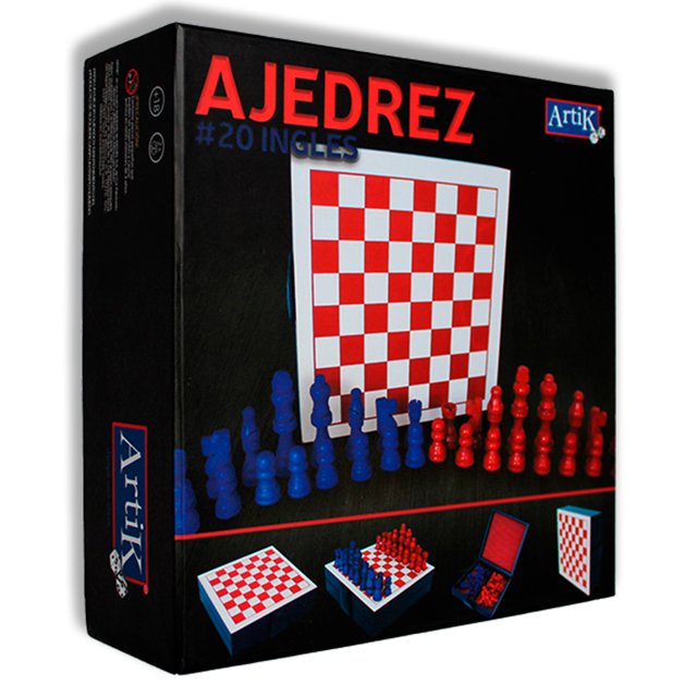 Ajedrez Inglés ARTIK Estuche Rígido Con Tablero Y 32 Pzas De Madera 2.5'