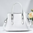 thumbnail image 3 of VSFAOV Women Handbags Purse Shiny Patent Leather Crocodile Pattern Top Handle Handbag Satchel Bags Zipper Medium Tote Bag White, 3 of 4