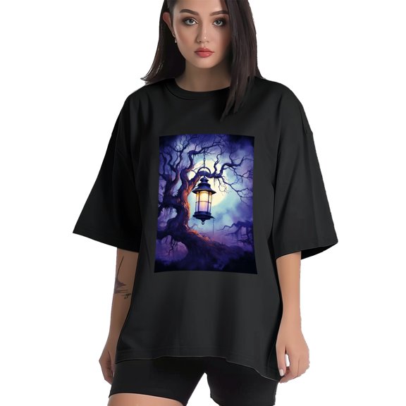 Plus Size Shirt for Women Black Tops for Women Short Sleeves Shirt for Women Magic Tree 3 T Shirt Crewneck Shirt for Women XS