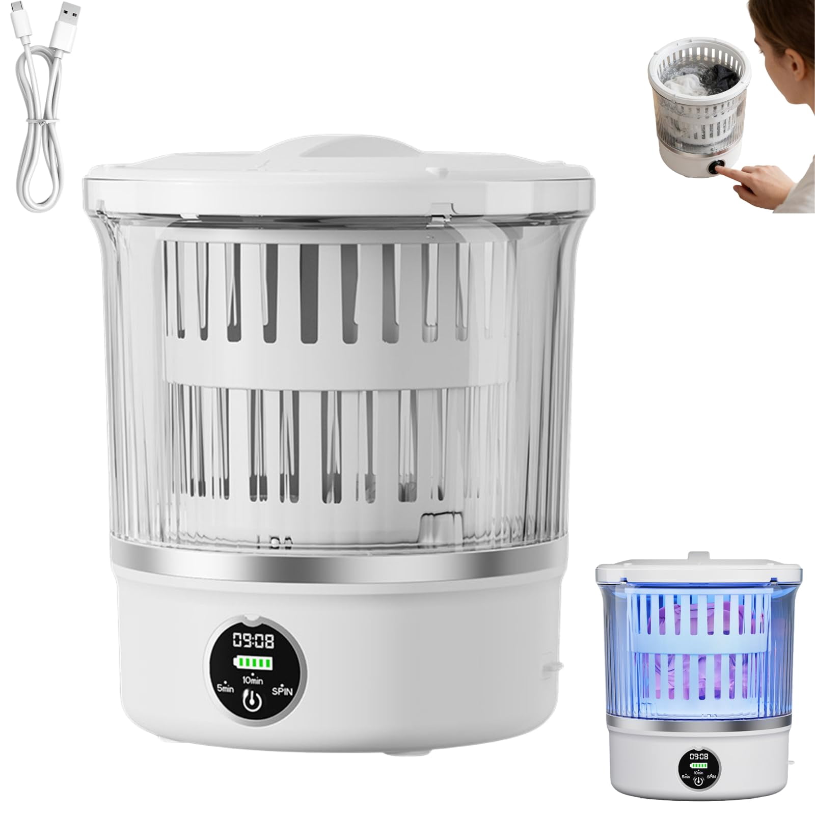 Moonsky Portable Mini Washing Machine, Rechargeable Waterproof Underwear Washer for Professional Travel and Small Living Spaces, 1-Piece