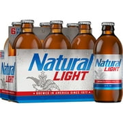 Natural Light American Lager Beer 6 pack 12 fl oz Glass Bottles 4.2% ABV