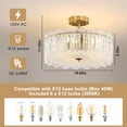 thumbnail image 4 of DingLiLighting 6 Light Gold Crystal Chandeliers Semi Flush Mount Ceiling Light Glass Drum Close to Ceiling Light Fixture for Living Room Bedroom Hallway, E12 Included, 4 of 7