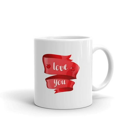 

Love You Red Heart Coffee Tea Ceramic Mug Office Work Cup Gift 11oz