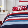 thumbnail image 5 of Bedding Quilt Set, Nautical Navy Blue Red Off-White Striped Cotton Reversible Coverlet, Bedspread Bedding Set for Bedroom, Guest Room, Home, Apartment, Dorm, Hotel, Twin - 2 Piece, 5 of 5