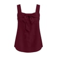 thumbnail image 4 of Kilaqueen Womens Bow Tie Front Tank Tops Summer Dressy Solid Color Square Neck Sleeveless Tunic Blouses Lightweight Loose Fit Casual Going Out Cami Gauze Shirts, 4 of 7