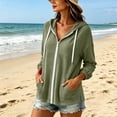 thumbnail image 7 of ABSUYY Womens Green Cotton Zip Up Hooded Jacket, Lightweight Casual Cover Up with Pockets,Size XL, 7 of 7