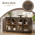 thumbnail image 6 of 4-Door Large Storage Sideboard Buffet Cabinet with Glass Doors, Arched Cabinet with Adjustable Shelves for Kitchen, Dining Room and Living Room (Espresso), 6 of 10