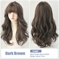 thumbnail image 2 of Long Wavy Wig Human Hair with Bangs and Wig Cap Glueless Natural Layered Synthetic Curly Wigs 25 Inch, 2 of 5