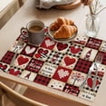 thumbnail image 3 of Valentine's Day Placemats Set of 4, Love Heart Dwarf Truck Rose Red Plaid Retro Non-Slip Place Mats Washable Table Mats for Kitchen Dining Table Decorations Indoor/Outdoor, 3 of 9