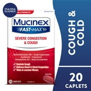Mucinex Fast-Max Severe Congestion & Cough Medicine, OTC Sinus Nasal Decongestant, 20 Caplets